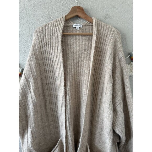Topshop Ribbed Knit Oversized Open Front Longline Cardigan Cozy Neutral Boho 10 - Picture 6 of 9
